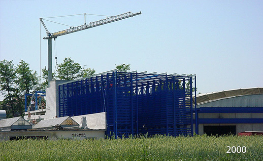 Bau des Hochregallager 2000